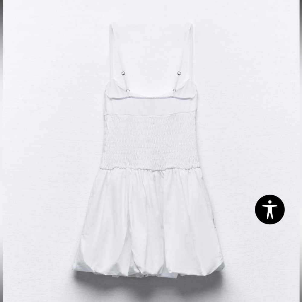 Like new!! Zara - SMOCKED DRESS WITH BALLOON SKIRT us s. EUC - Picture 10 of 11